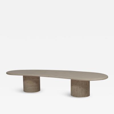  Roccotelli Milano Architectural organic shape travertine coffee table