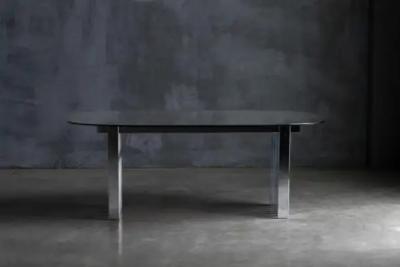  Roche Bobois Mid Century Chrome Dining Table for Roche Bobois France 1970s