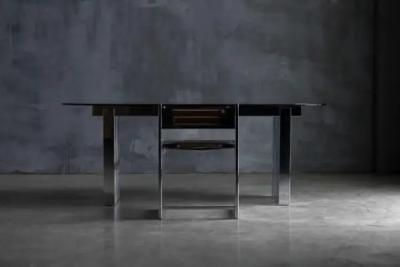  Roche Bobois Mid Century Chrome Dining Table for Roche Bobois France 1970s