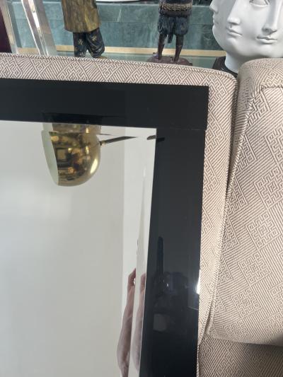  Roche Bobois POST MODERN BLACK AND CLEAR BEVELED GLASS RECTANGULAR MIRROR BY ROCHE BOBOIS