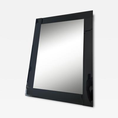  Roche Bobois POST MODERN BLACK AND CLEAR BEVELED GLASS RECTANGULAR MIRROR BY ROCHE BOBOIS