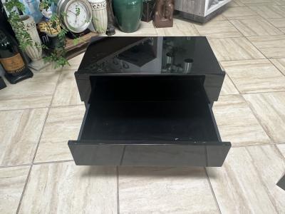  Roche Bobois POST MODERN BLACK LACQUERED NIGHTSTANDS BY PIERRE CARDIN FOR ROCHE BOBOIS