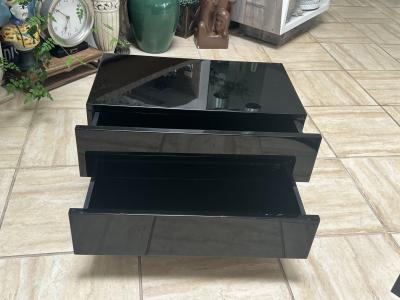  Roche Bobois POST MODERN BLACK LACQUERED NIGHTSTANDS BY PIERRE CARDIN FOR ROCHE BOBOIS