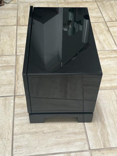  Roche Bobois POST MODERN BLACK LACQUERED NIGHTSTANDS BY PIERRE CARDIN FOR ROCHE BOBOIS