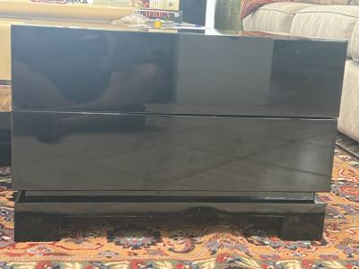  Roche Bobois POST MODERN BLACK LACQUERED NIGHTSTANDS BY PIERRE CARDIN FOR ROCHE BOBOIS