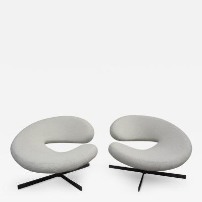  Roche Bobois Pair of French Modernist Sculptural Swivel Chairs by Roche Bobois