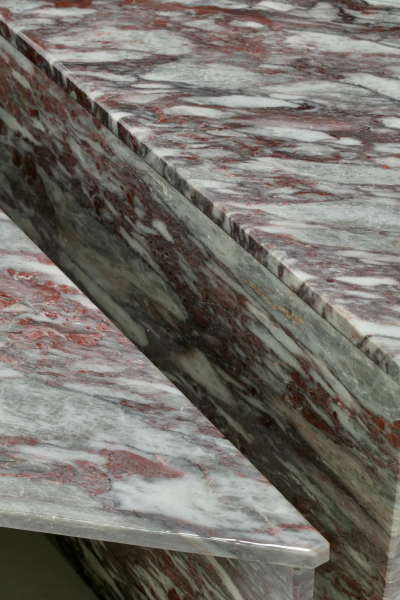  Roche Bobois Post Modern Norwegian Fauske Marble Two Piece Sculptural Coffee Table