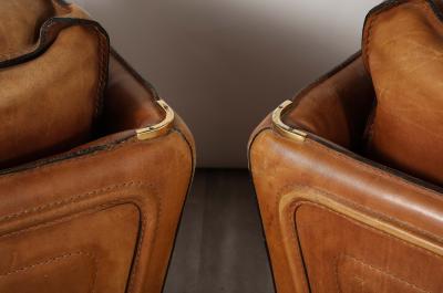  Roche Bobois Roche Bobois Pair of Leather Lounge Chairs circa 1970