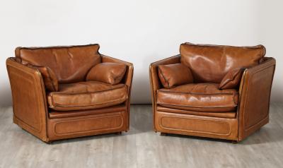  Roche Bobois Roche Bobois Pair of Leather Lounge Chairs circa 1970