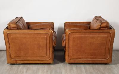  Roche Bobois Roche Bobois Pair of Leather Lounge Chairs circa 1970