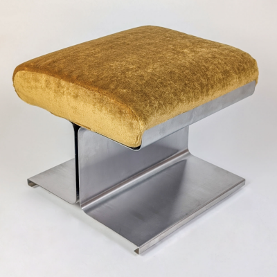  Roche Bobois STAINLESS STEEL COFFEE TABLE AND MOHAIR STOOL ROCHE BOBOIS R D 1970 