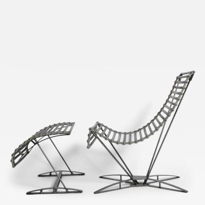  Rocking Chaine lounge chair and footrest by J M Mouligne 1990s 