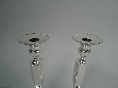  Roger Williams Silver Co Pair of American Modern Georgian Sterling Silver Candlesticks