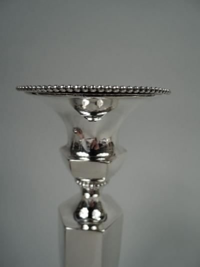  Roger Williams Silver Co Pair of American Modern Georgian Sterling Silver Candlesticks