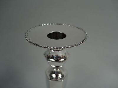  Roger Williams Silver Co Pair of American Modern Georgian Sterling Silver Candlesticks