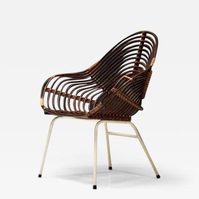  Roh Noordwolde Rattan Chair by H Broekhuizen for Roh Noordwolde Netherlands 1960s