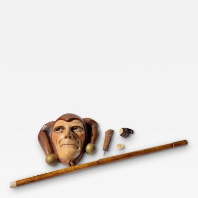  Roland Paris Jester Roland Paris Jester Mask and Walking Cane Rare Art Deco