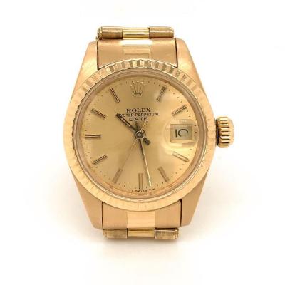  Rolex Watch Co ROLEX DATE OYSTER 18K YELLOW GOLD LADIES 26MM DIAL WATCH