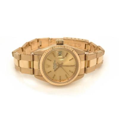  Rolex Watch Co ROLEX DATE OYSTER 18K YELLOW GOLD LADIES 26MM DIAL WATCH