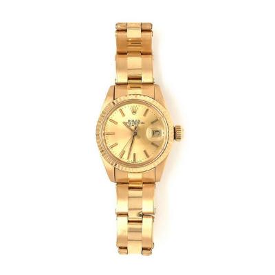  Rolex Watch Co ROLEX DATE OYSTER 18K YELLOW GOLD LADIES 26MM DIAL WATCH