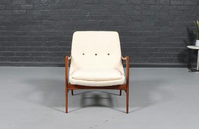  Rolf Rastad Adolf Relling Rolf Rastad Adolf Relling Boucle Leather Lounge Chair