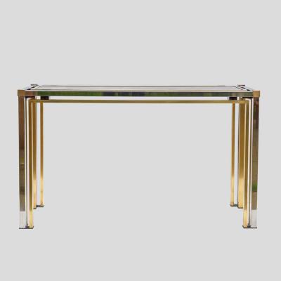  Romero Rega Brass and Chrome metal console table Italian by Romeo Rega
