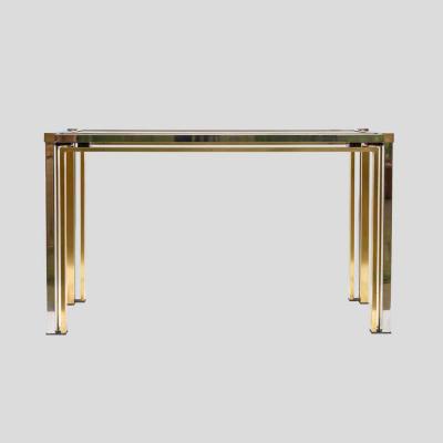  Romero Rega Brass and Chrome metal console table Italian by Romeo Rega
