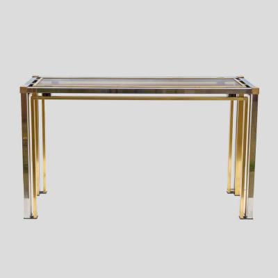  Romero Rega Brass and Chrome metal console table Italian by Romeo Rega