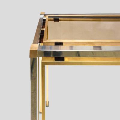  Romero Rega Brass and Chrome metal console table Italian by Romeo Rega