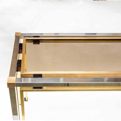  Romero Rega Brass and Chrome metal console table Italian by Romeo Rega