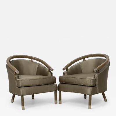  Romweber Pair of Mid Century Romweber Limed Oak Club Chairs