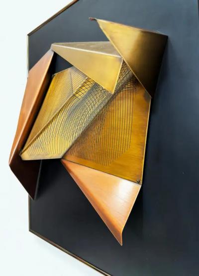  Ron Hinton Ron Hinton 1994 3D Metal Wall Sculpture Linear Sketch 