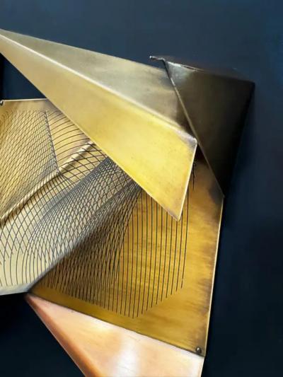  Ron Hinton Ron Hinton 1994 3D Metal Wall Sculpture Linear Sketch 