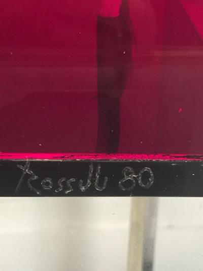  Roselli STRIKING RED CLEAR LUCITE FROG AND DRAGONFLY POP ART DIORAMA
