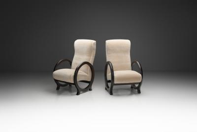  Rosello Paris Pair of Armchairs with Circular Armrests by Rosello Paris France 1970s