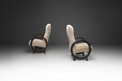  Rosello Paris Pair of Armchairs with Circular Armrests by Rosello Paris France 1970s