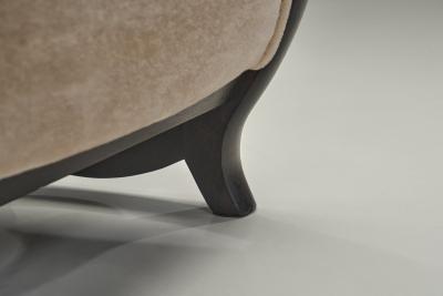  Rosello Paris Pair of Armchairs with Circular Armrests by Rosello Paris France 1970s