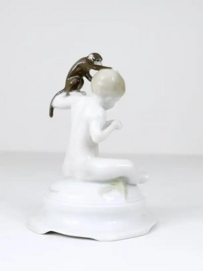  Rosenthal 1900s Rosenthal Putto Monkey Porcelain Sculpture Ferdinand Liebermann Germany