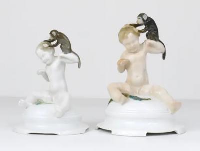  Rosenthal 1910s Rosenthal Putto Monkey Porcelain Sculpture by Ferdinand Liebermann
