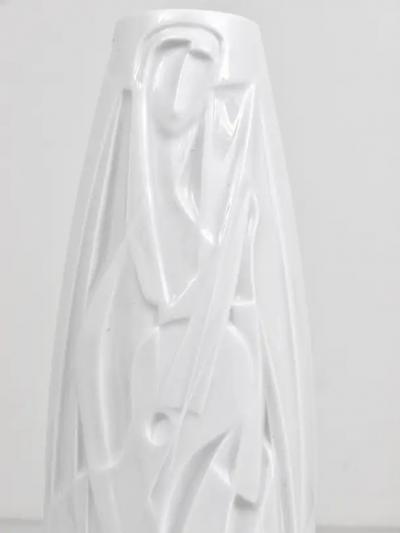  Rosenthal Cuno Fischer Rosenthal Studio Linie White Relief Op Art Porcelain Vase 1960s