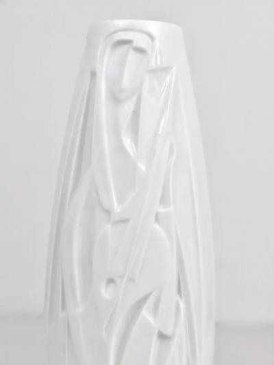  Rosenthal Cuno Fischer Rosenthal Studio Linie White Relief Op Art Porcelain Vase 1960s