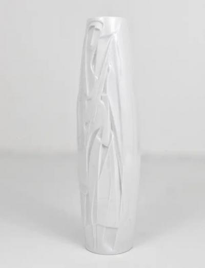  Rosenthal Cuno Fischer Rosenthal Studio Linie White Relief Op Art Porcelain Vase 1960s