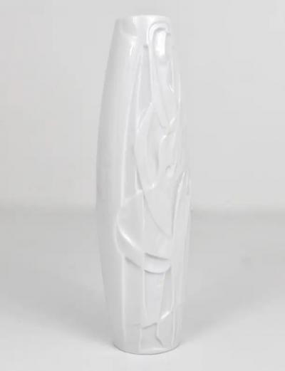  Rosenthal Cuno Fischer Rosenthal Studio Linie White Relief Op Art Porcelain Vase 1960s