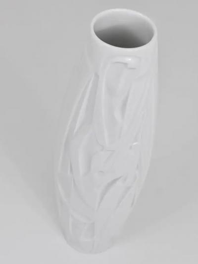 Rosenthal Cuno Fischer Rosenthal Studio Linie White Relief Op Art Porcelain Vase 1960s