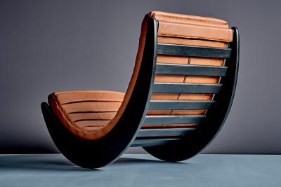  Rosenthal Einrichtung Verner Panton Relaxer II Rocking Chair by Rosenthal with new upholstered Leather