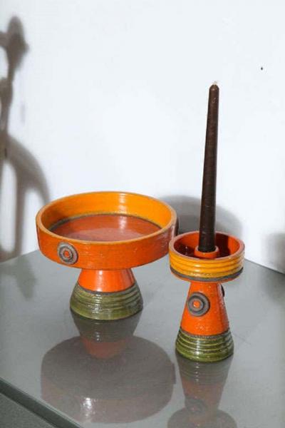  Rosenthal Netter Bitossi Candlestick and Bowl by Rosenthal Netter