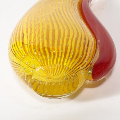  Rosenthal Netter Mid Century Modernist Hand Blown Teardrop Form Glass Vase in Yellow and Scarlet