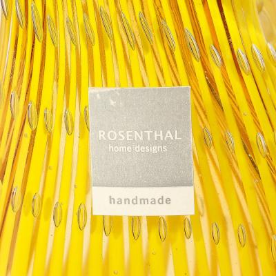  Rosenthal Netter Mid Century Modernist Hand Blown Teardrop Form Glass Vase in Yellow and Scarlet