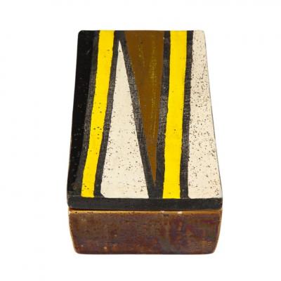  Rosenthal Netter Rosenthal Netter Box Ceramic Yellow Black White Brown Geometric Signed