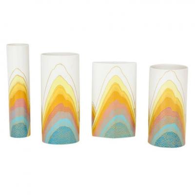  Rosenthal Rosamonde Nairac Rosenthal Vases Porcelain Abstract Yellow White Signed